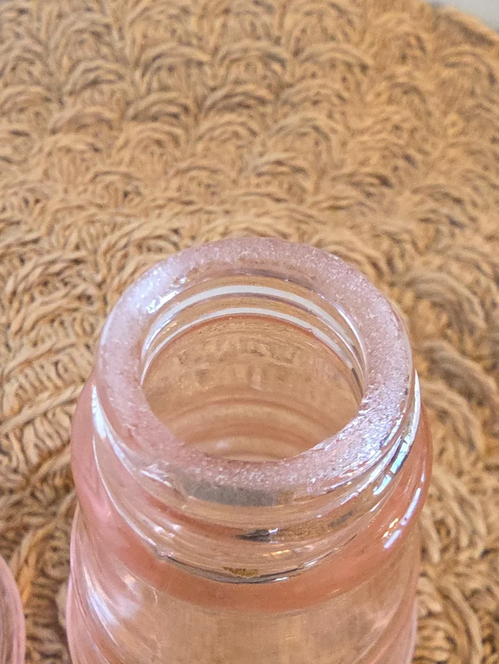 Vintage 1930 Pink Depression Glass Ribbed Salt & Pepper Shakers With Metal Lids